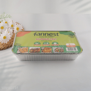 Factory Supply 3 Pieces Disposable Aluminum Foil Pans with Paper Lids
