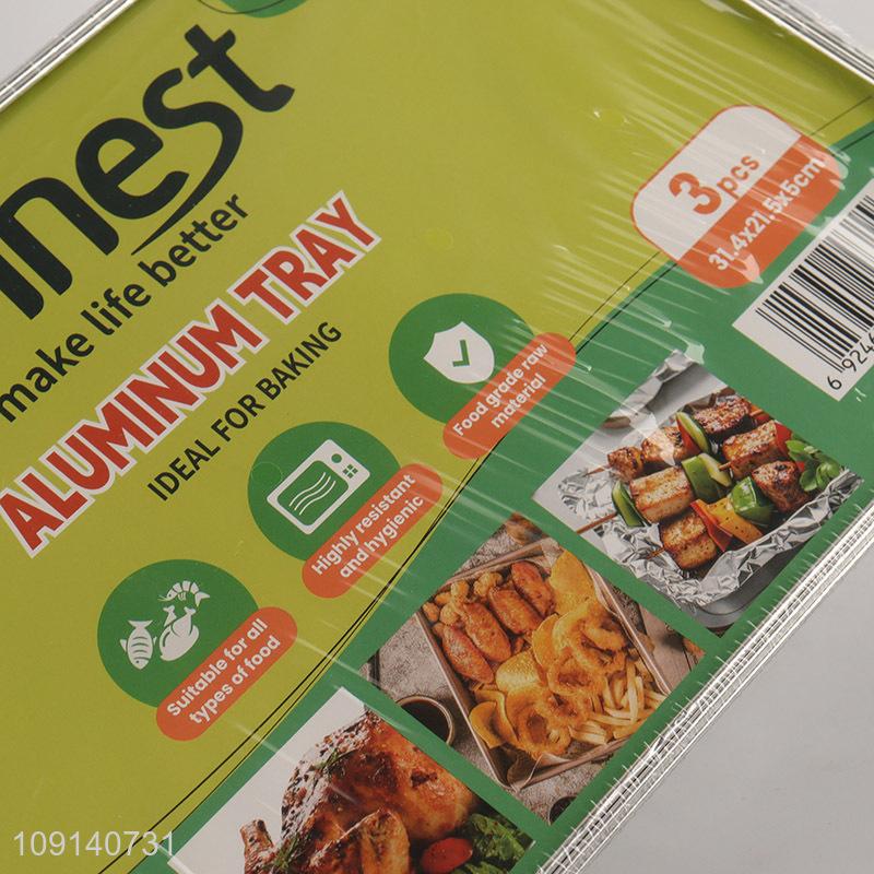 Factory Supply 3 Pieces Disposable Aluminum Foil Pans with Paper Lids