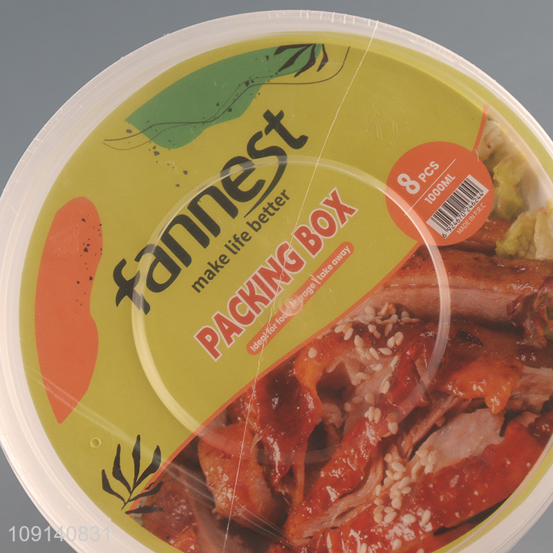 New Arrival 8 Pieces 1000ml Plastic Takeout Containers To Go Food Containers