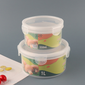 High Quality 550 1000ml Round Airtight Plastic Food Storage Container