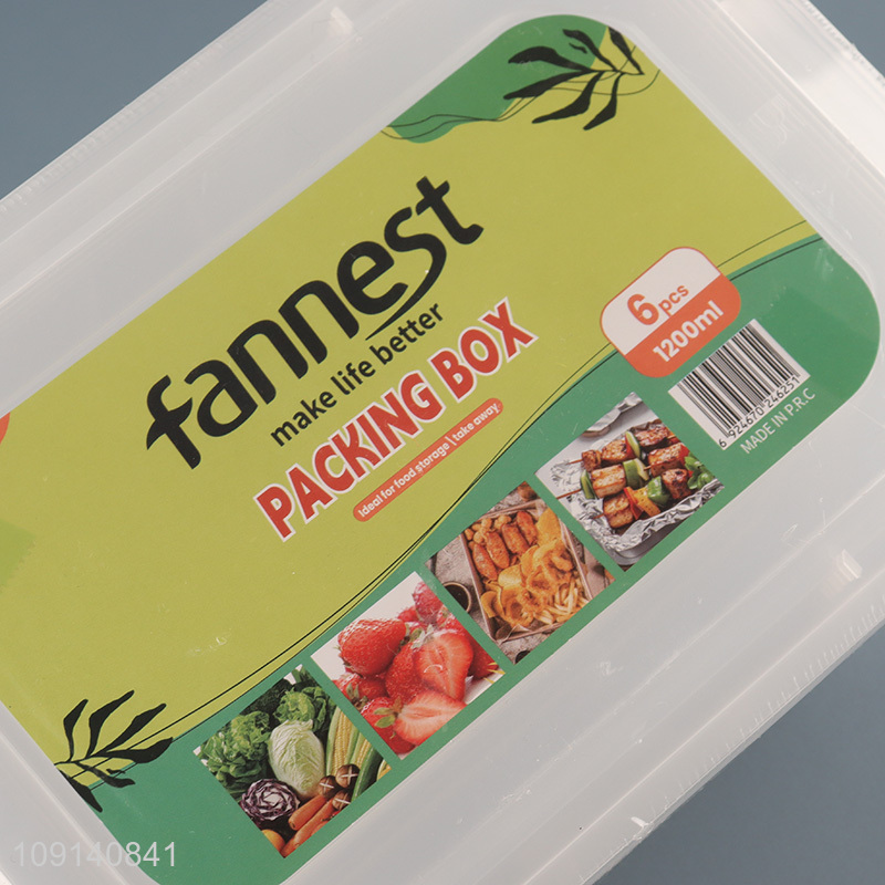 Good Quality 6 Pieces 1200ml Plastic Takeout Containers To Go Food Containers