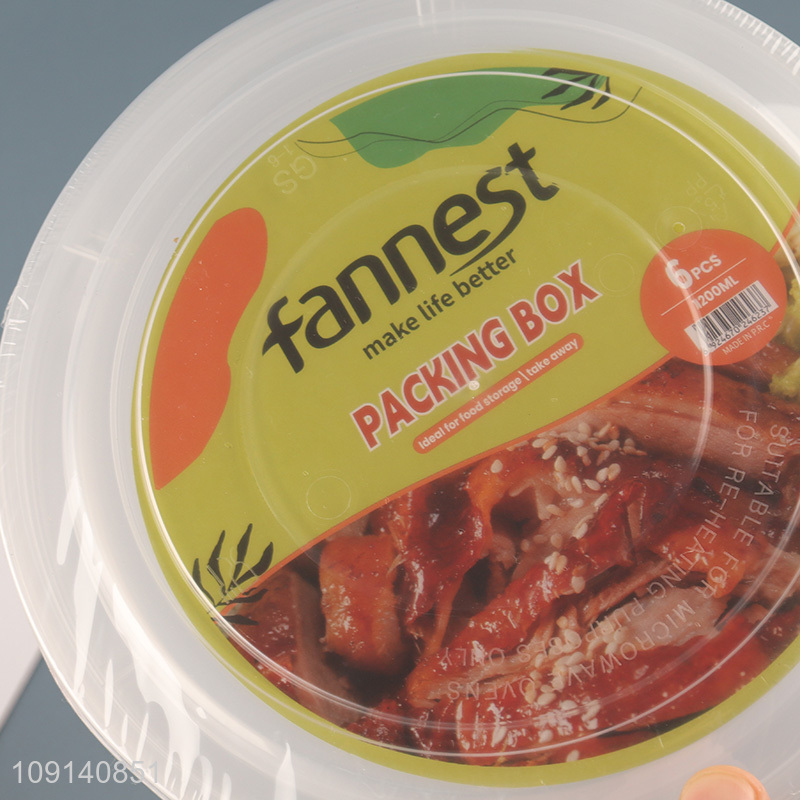 Factory Price 6 Pieces 1200ml Plastic Takeout Containers To Go Food Containers