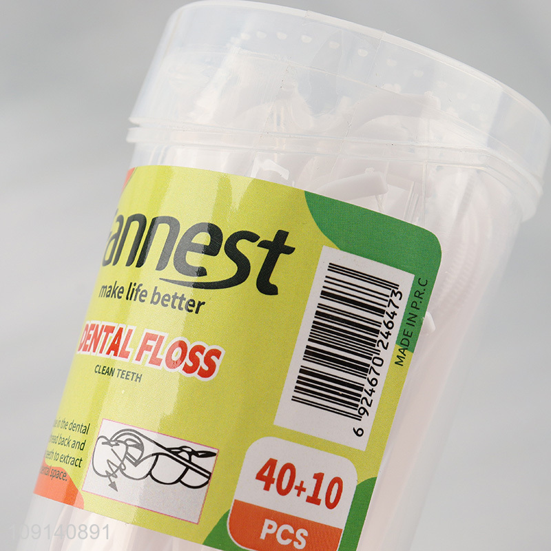 Good Quality 40+10 Pcs Disposable Dental Floss Picks for Teeth Cleaning