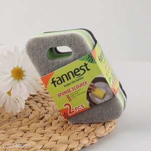 China Supplier 2-Pack Heavy Duty Scrub Sponges Dishwashing Sponges for Kitchen