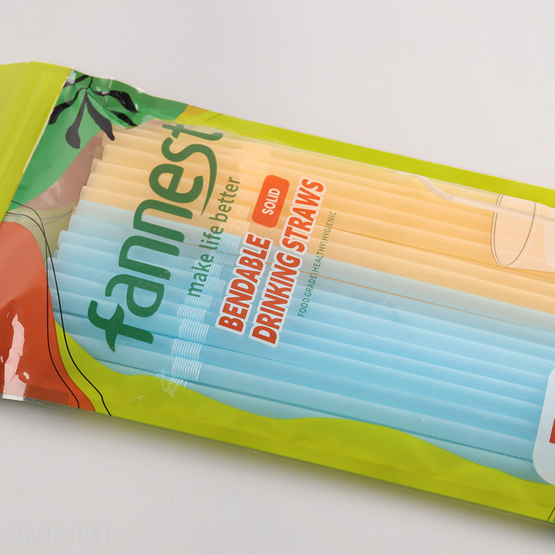 Factory Supply 50 Pieces Disposable Plastic Bent Straws for Drinks
