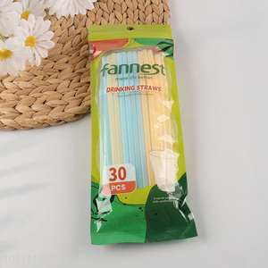 Hot Selling 30 Pieces Plastic Bent Straws Disposable Drinking Straws
