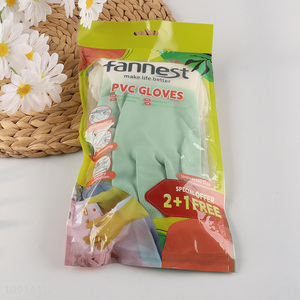 Hot Selling 3 Pairs Pvc Household Gloves Multi-Purpose Cleaning Gloves