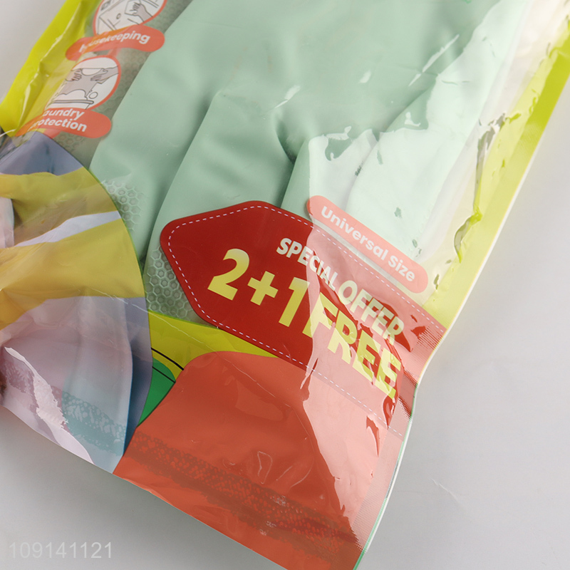 Hot Selling 3 Pairs Pvc Household Gloves Multi-Purpose Cleaning Gloves