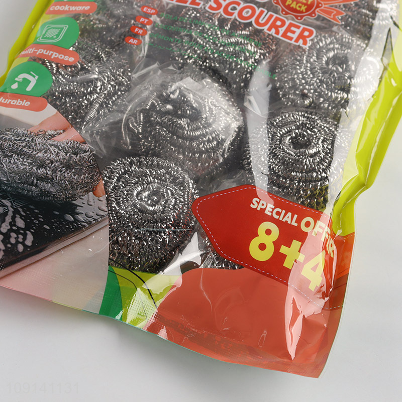 New Product 12 Packs Heavy Duty Steel Wool Scrubbers for Cleaning