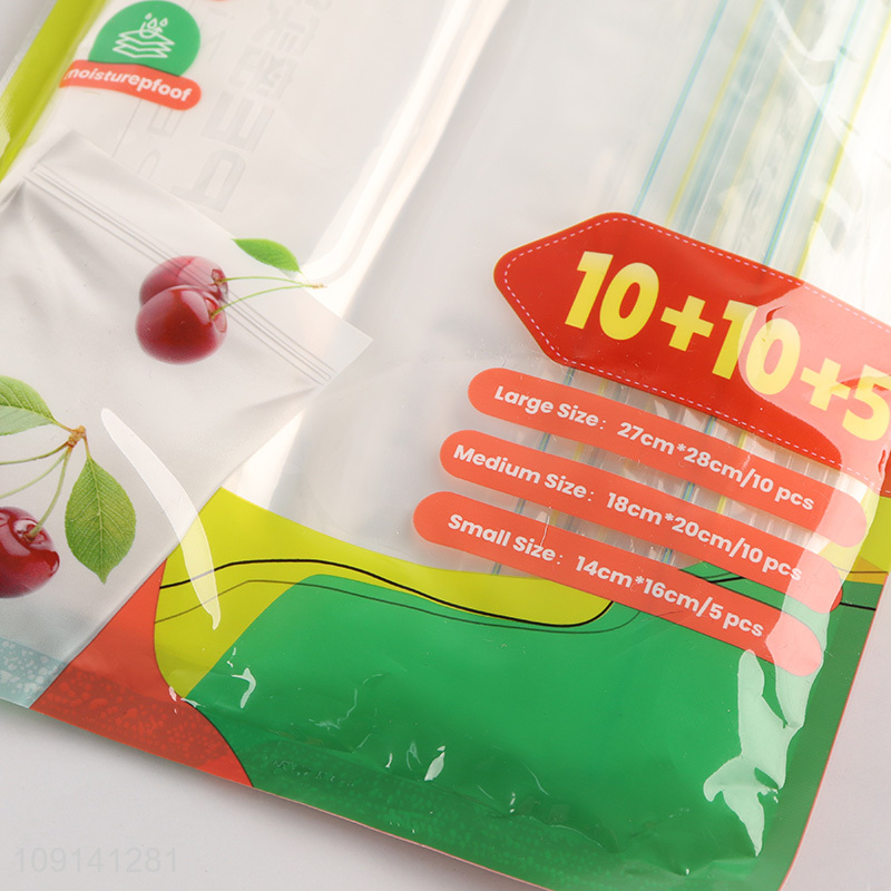 New Product 25 Pieces Food Storage Ziplock Bags Plastic Freezer Bags
