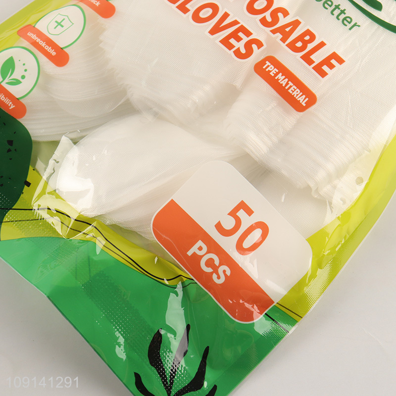 Promotional 50 Pieces Clear Tpe Gloves Plastic Food Safe Disposable Gloves