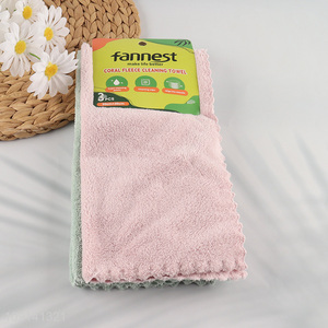 High Quality 3PCS Coral Fleece Dish Cloths Absorbent Cleaning Towels