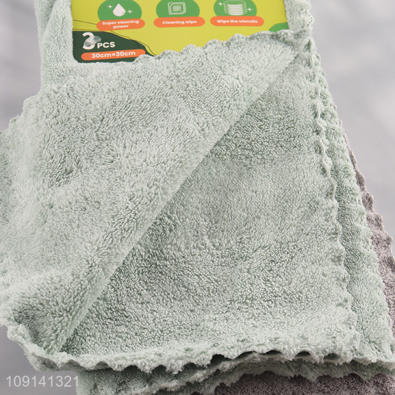 High Quality 3PCS Coral Fleece Dish Cloths Absorbent Cleaning Towels