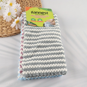 Online Wholesale 3PCS Coral Fleece Cleaning Towels Absorbent Dish Cloths