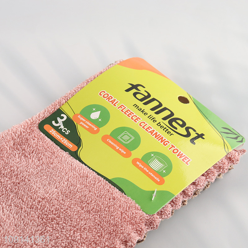 China Imports 3PCS Super Absorbent Lint Free Coral Fleece Cleaning Towels