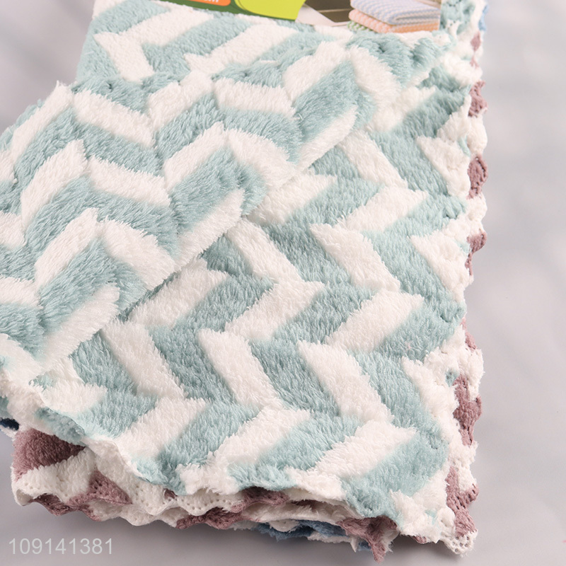 Wholesale 3PCS Super Absorbent Dish Cloths Coral Fleece Cleaning Towels