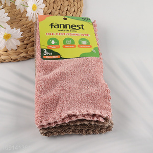 China Imports 3PCS Super Absorbent Lint Free Coral Fleece Cleaning Towels
