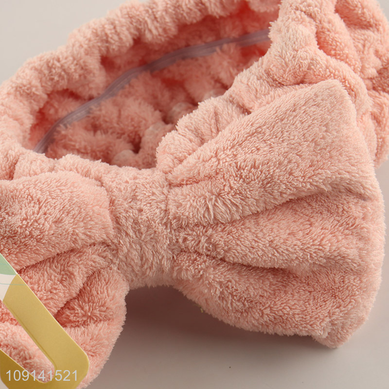 Good Quality Bowknot Makeup Headband Elastic Fluffy Spa Headband