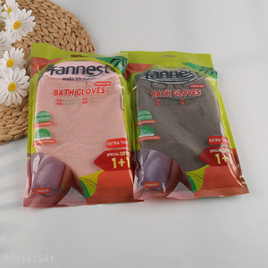 High Quality 2 Packs Extra Thick Bath Gloves Exfoliating Gloves Mitts