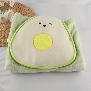 Wholesale 2 In 1 Avocado Design Coral Fleece Pillow Blanket for Home Office