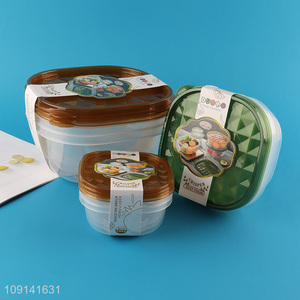 High Quality 3 Pieces Plastic Food Storage Containers Fresh-Keeping Box Set