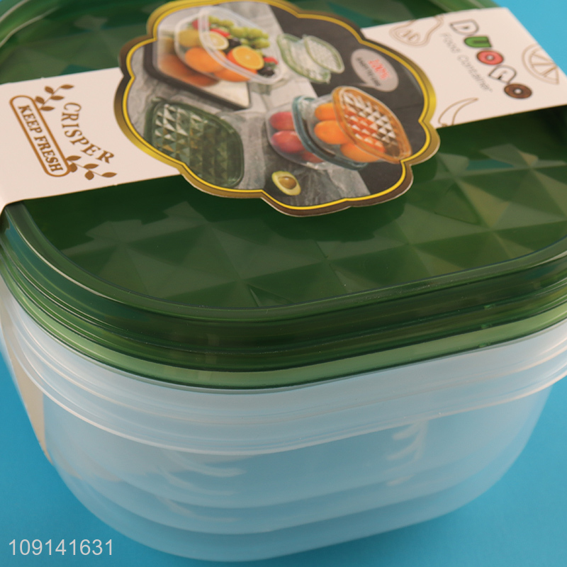High Quality 3 Pieces Plastic Food Storage Containers Fresh-Keeping Box Set