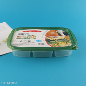 Online Wholesale 6-Grid Plastic Food Storage Container with Lid for Fridge