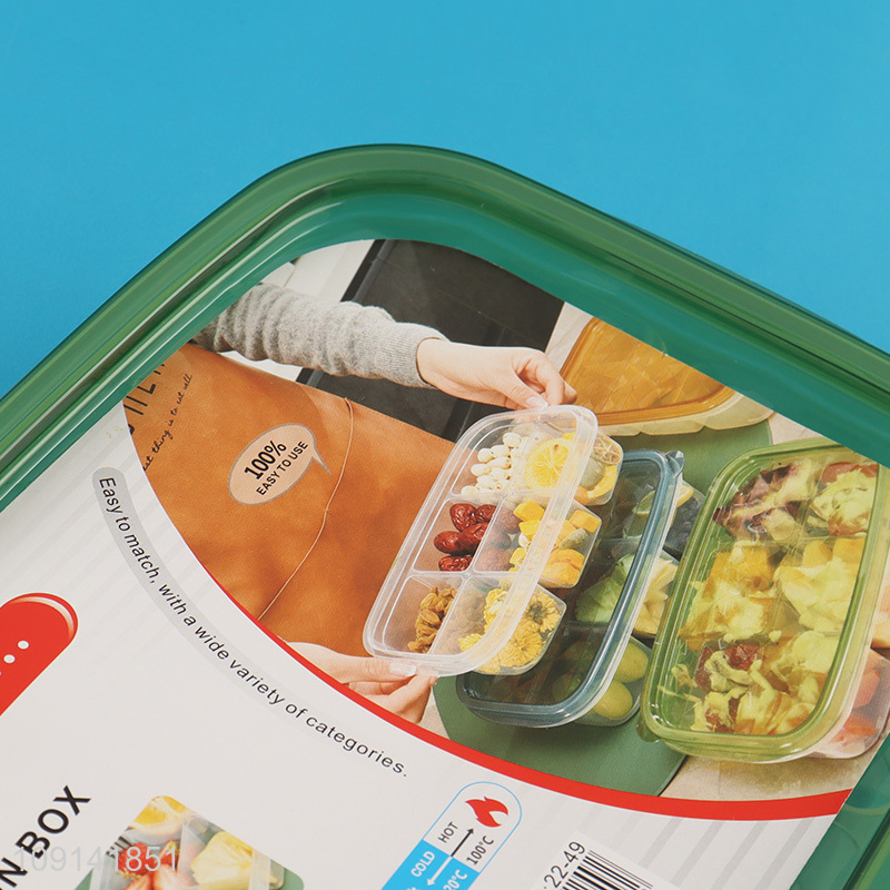 Online Wholesale 6-Grid Plastic Food Storage Container with Lid for Fridge