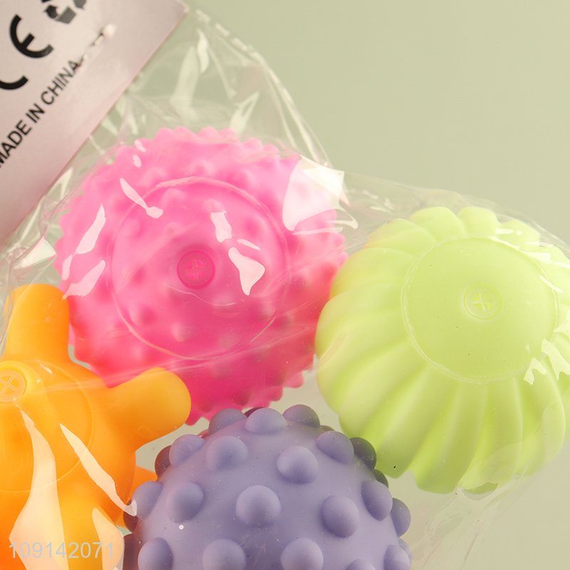 New Arrival 6PCS Baby Bath Toys Squeaky Textured Ball Bath Tub Toys