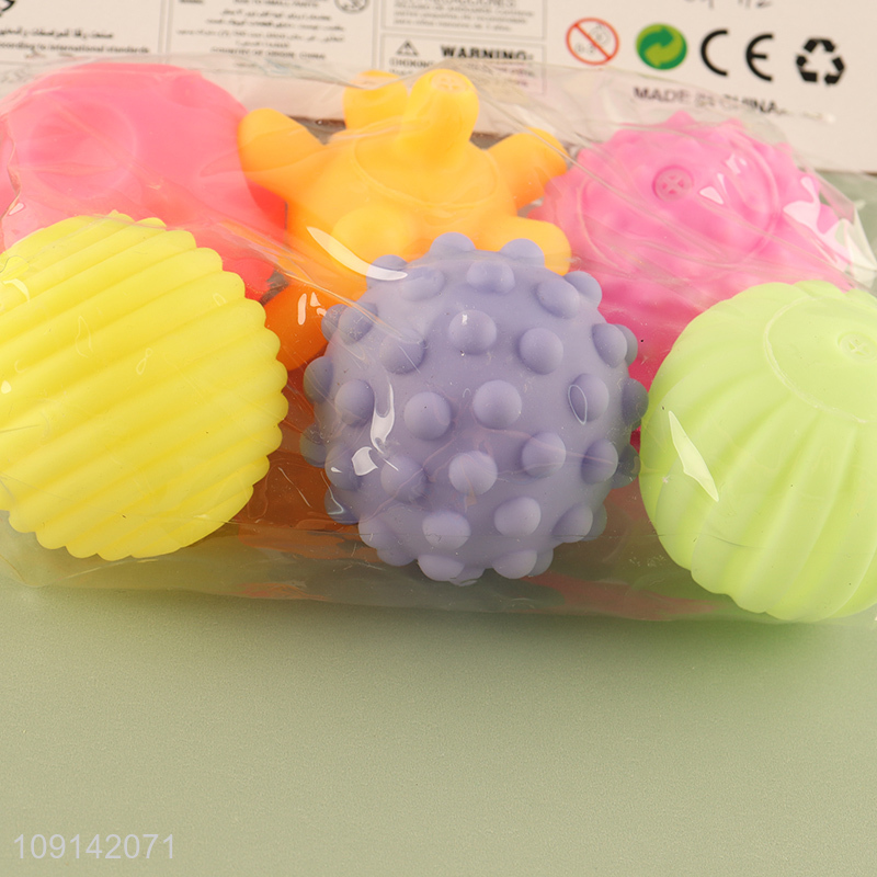 New Arrival 6PCS Baby Bath Toys Squeaky Textured Ball Bath Tub Toys