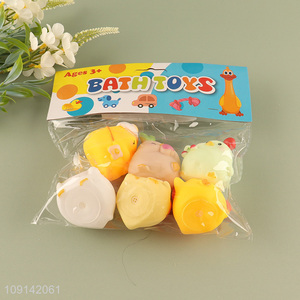 Factory Supply 6PCS Baby Bath Toys Squeaky Chicken Bath Tub Toys