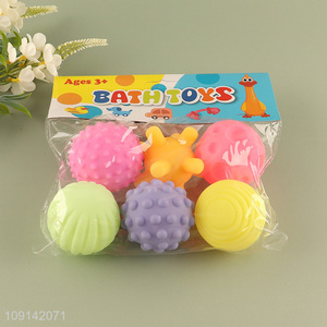 New Arrival 6PCS Baby Bath Toys Squeaky Textured Ball Bath Tub Toys