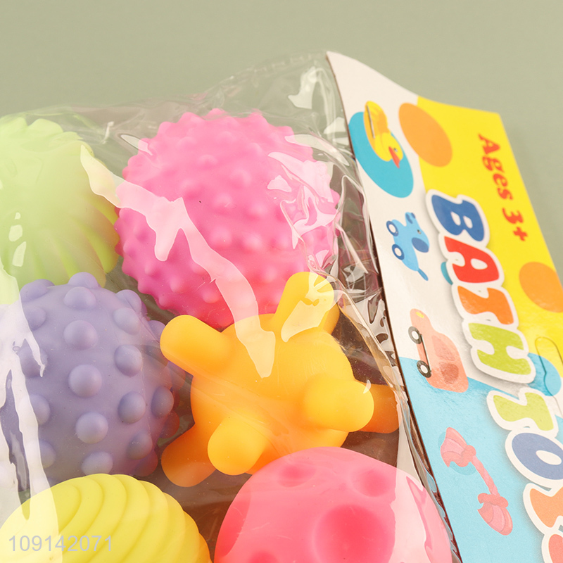 New Arrival 6PCS Baby Bath Toys Squeaky Textured Ball Bath Tub Toys