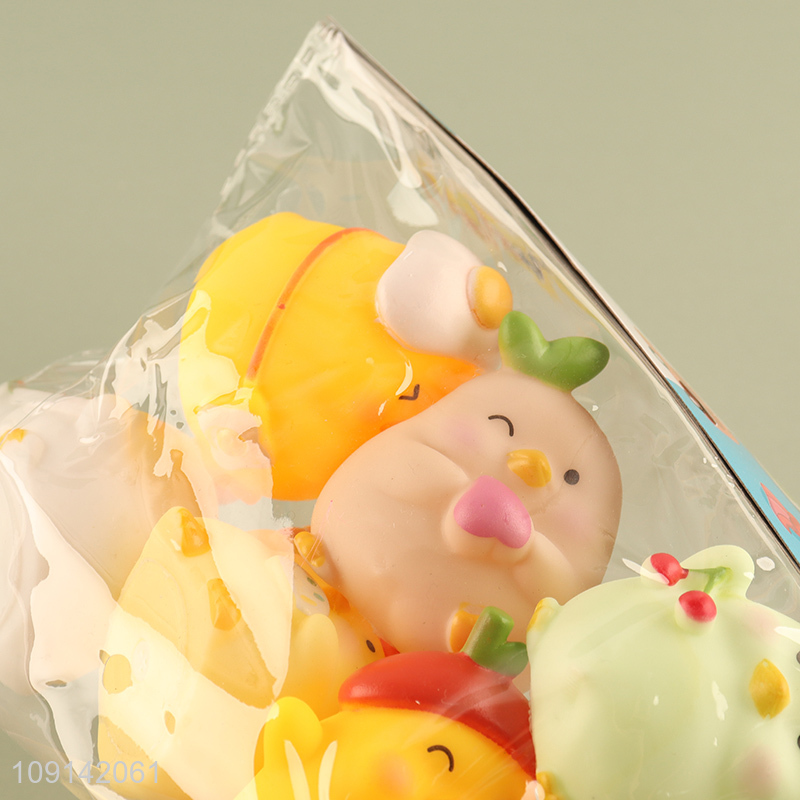 Factory Supply 6PCS Baby Bath Toys Squeaky Chicken Bath Tub Toys