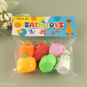 Factory Supply 6PCS Baby Bath Toys Squeaky Vegetable Bath Tub Toys