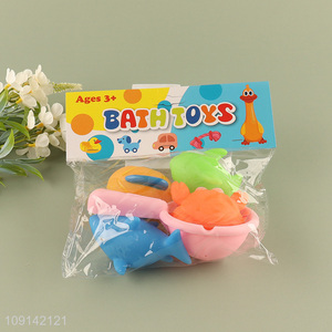 New Product Bath Toys Squeaky Ocean Animal Bath Tub Toys with Scoop