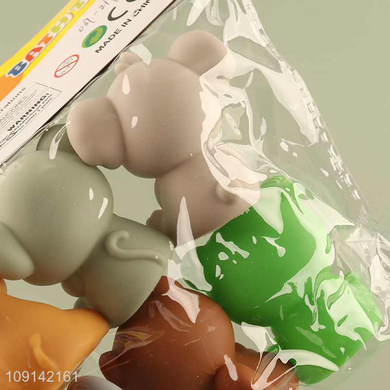 New Arrival 6PCS Baby Bath Toys Squeaky Forest Animal Bath Tub Toys