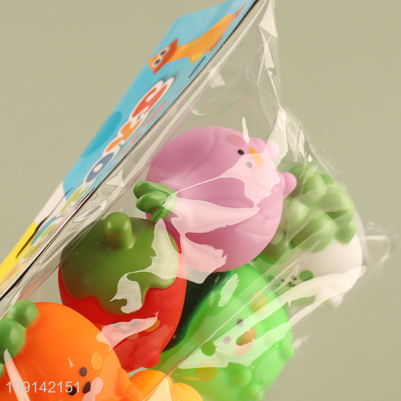 Factory Supply 6PCS Baby Bath Toys Squeaky Vegetable Bath Tub Toys