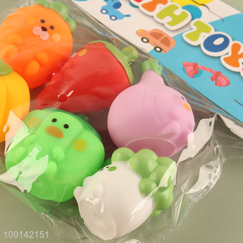 Factory Supply 6PCS Baby Bath Toys Squeaky Vegetable Bath Tub Toys