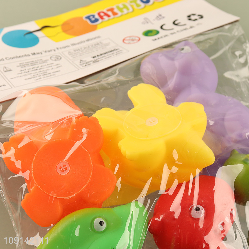 Hot Selling 6PCS Baby Bath Toys Squeaky Dinosaur Bath Tub Toys