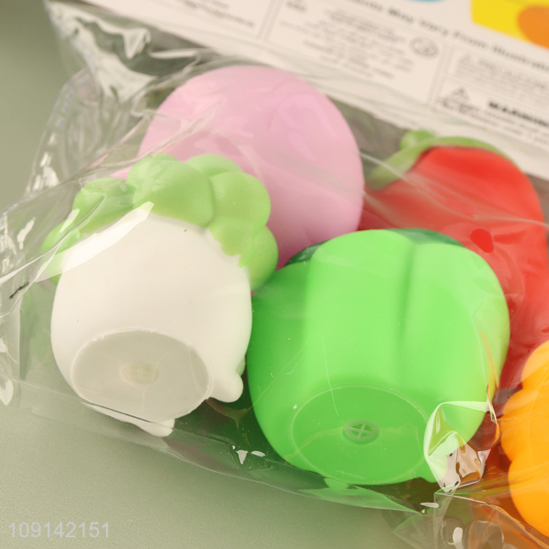Factory Supply 6PCS Baby Bath Toys Squeaky Vegetable Bath Tub Toys