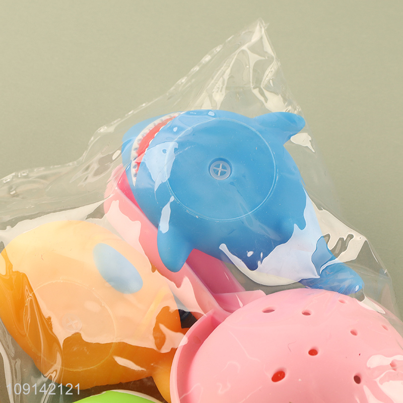 New Product Bath Toys Squeaky Ocean Animal Bath Tub Toys with Scoop