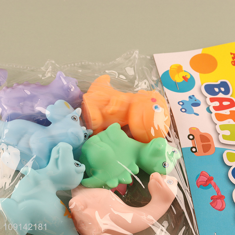 Factory Price 6PCS Baby Bath Toys Squeaky Dinosaur Bath Tub Toys