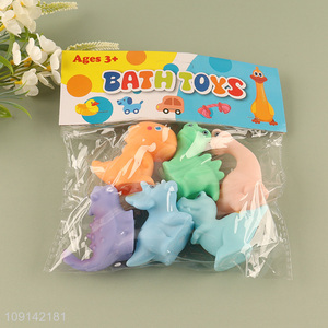Factory Price 6PCS Baby Bath Toys Squeaky Dinosaur Bath Tub Toys