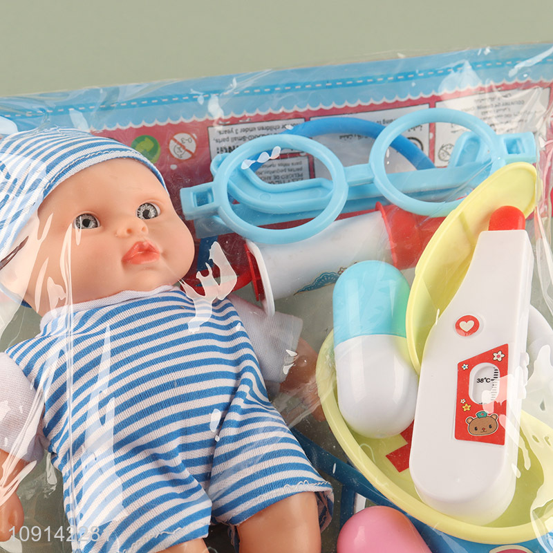 Factory Price 8 Inch Vinyl Baby Doll Doctor Role Playset Kit