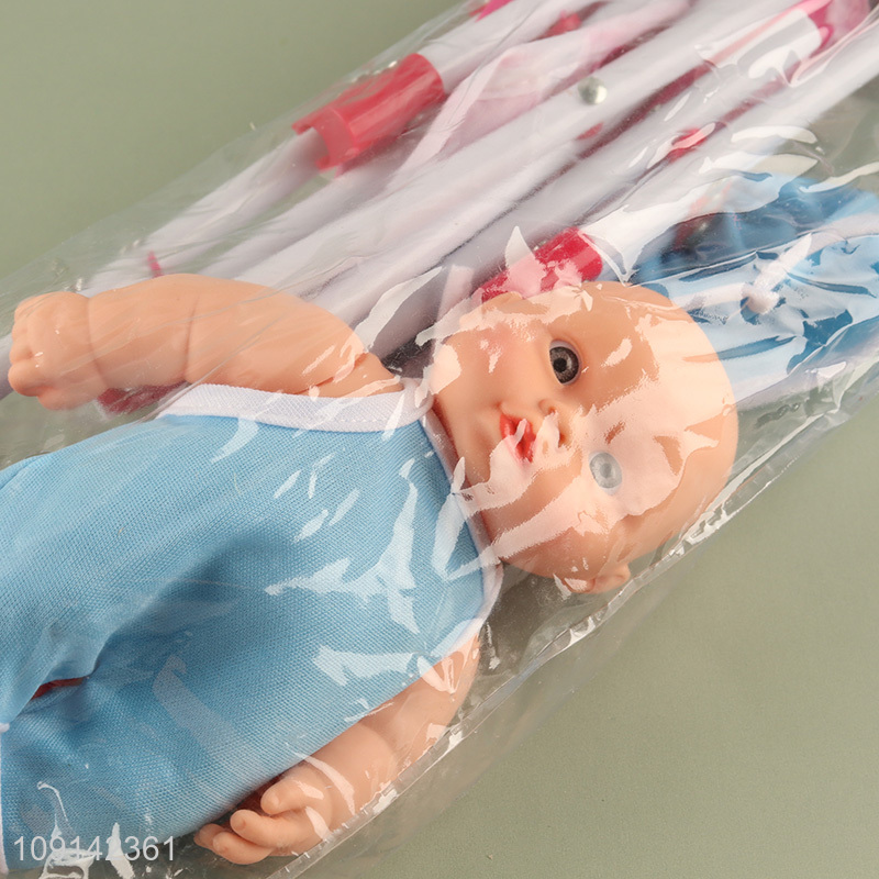 High Quality 8 Inch Baby Doll and Baby Stroller Set for Kids