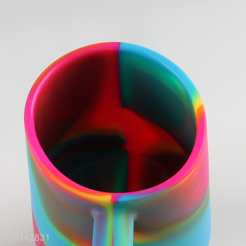 Good price colorful unbreakable silicone water cup water mug with handle