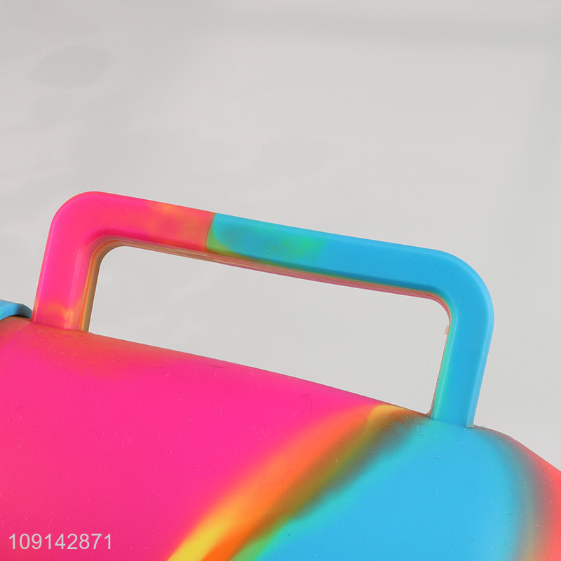 Best quality unbreakable silicone straw cup water cup with lid&handle