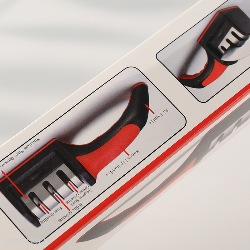 Good Quality 3-Stage Manual Knife Sharpener for Steel Knives & Scissors