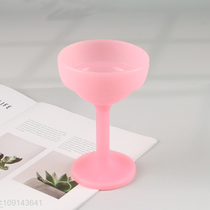 Factory price unbreakable silicone pink goblet cup wine glasses for sale